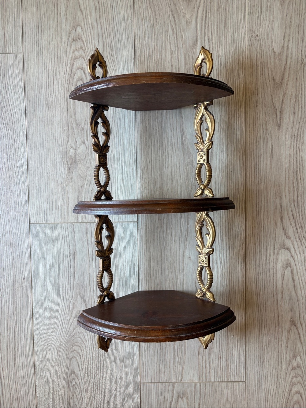 Vintage Sexton Mid Century Modern 3-Tier Corner Wall Shelf - MCM